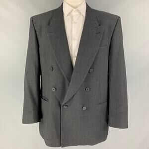 Vintage YVES SAINT LAURENT Size 46 Regular Dark Gray Textured Wool Sport Coat